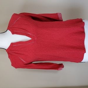 Express Cut Out Pleated V Neck Tab Sleeve Top XS Red